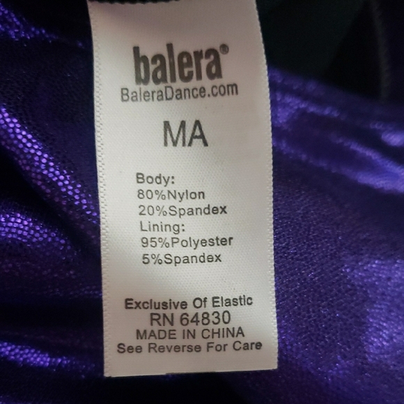Balera Purple and Black Dance Leotard with Silver Accents - Picture 2 of 7